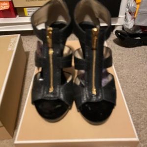 Michael Kors Black texture leather sandals